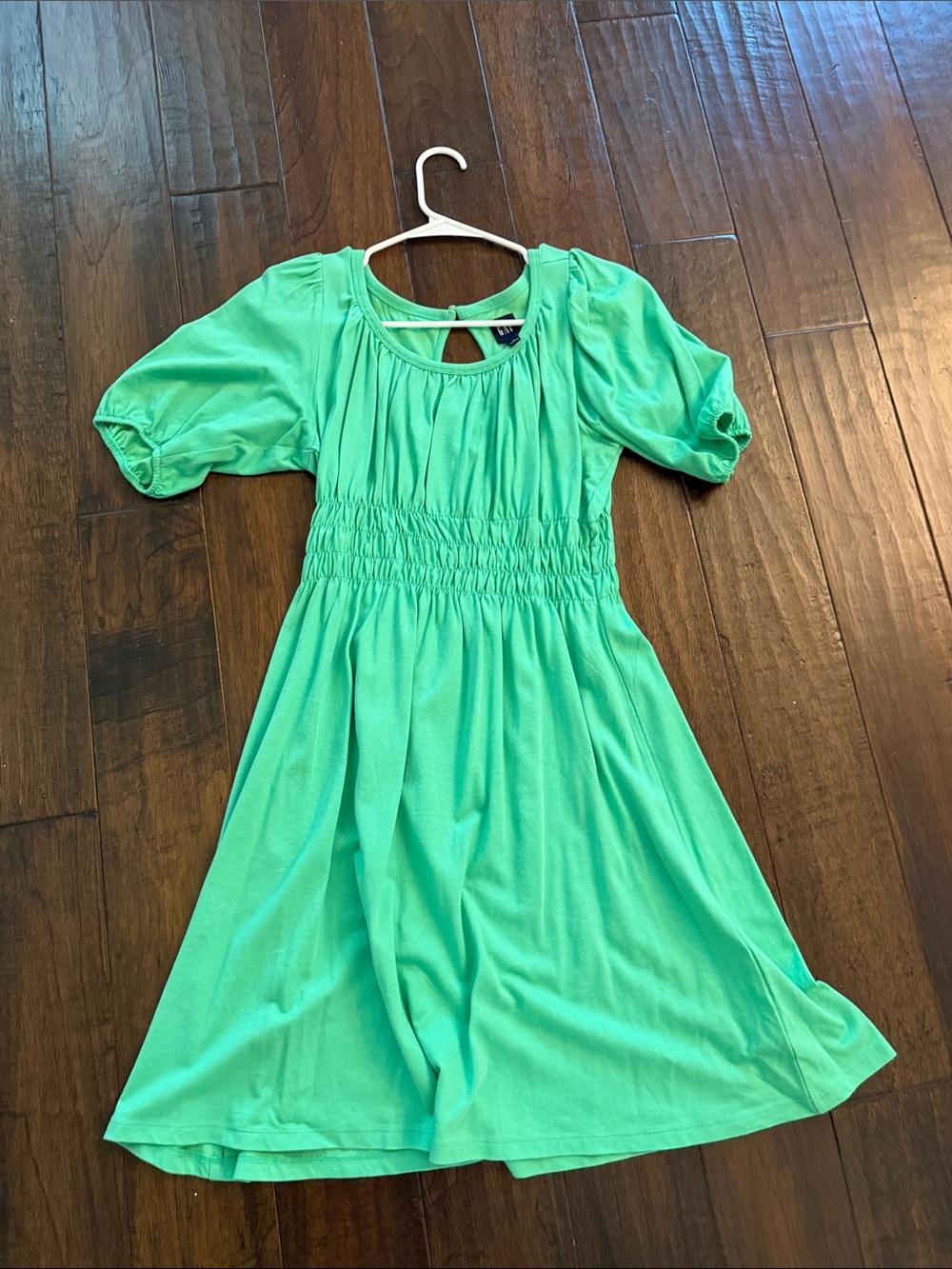 GAP Mint Green Puff Sleeve Smocked Waist Dress